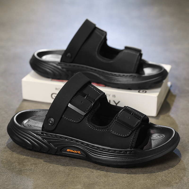 Flip Flop Leather Men - Plattform-Leder-Herren-Slipper, Luxus-Designer-Sommer-Outdoor-Freizeit-Strandschuhe für Herren, Flip-Flops, Herren-Sandalen.