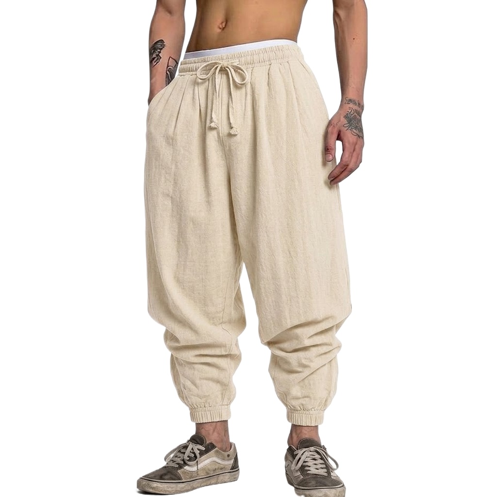 Koreanische Baumwoll-Leinen-Ho – Short Linen Drawstring Bewertung und Preis